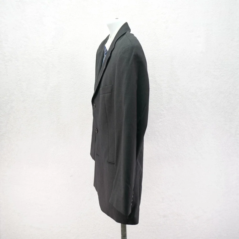 Boss Hugo Boss Super 100s Wool Gray Striped‎ 3 Button Blazer / Suit Jacket 40R